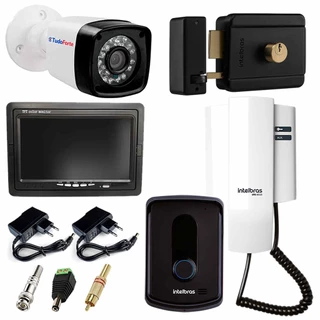 Kit Porteiro Intelbras Ipr 8010 Câmera Infra Tela 7 polegadas Lcd Colorido Fechadura Elétrica Fx 500 Intelbras