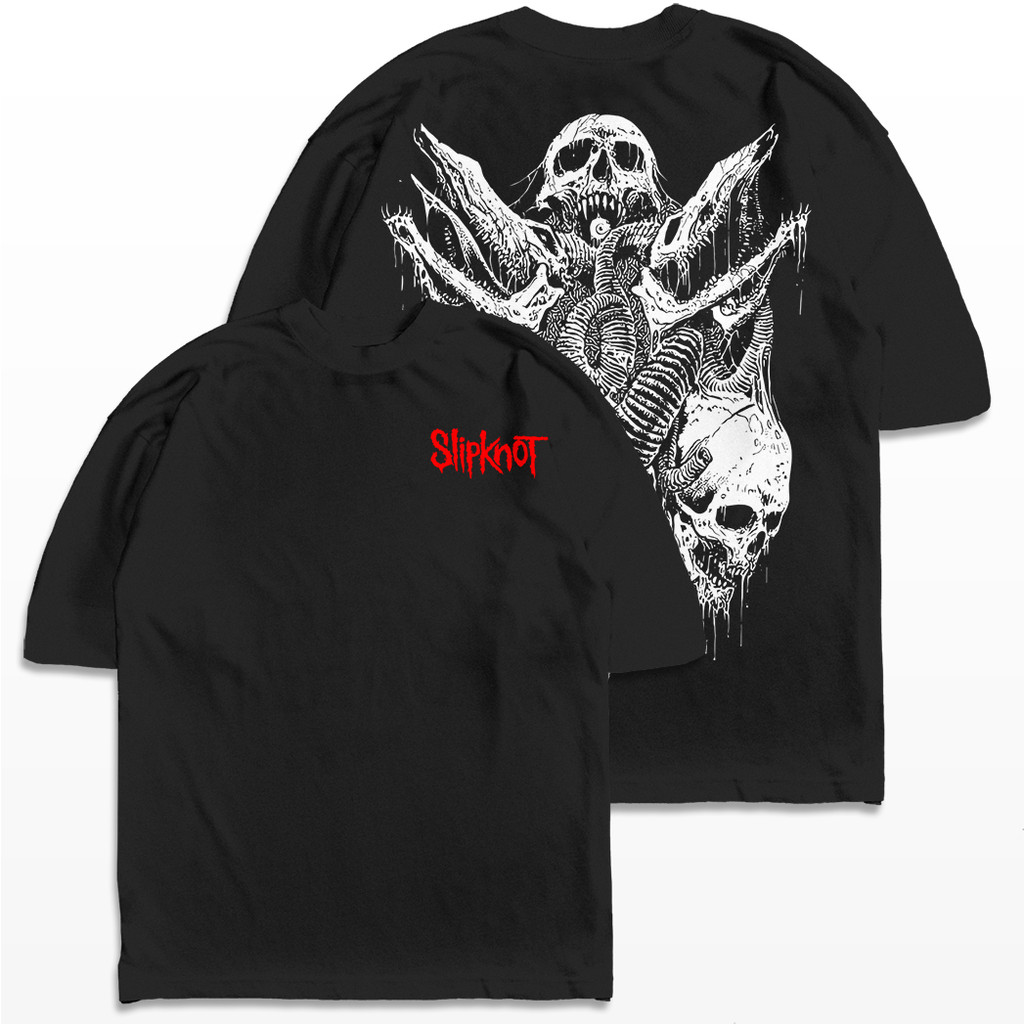Slipknot スカルデザイン Tシャツ Camiseta Oversized Slipknot Estampa de Caveiras nas Costas