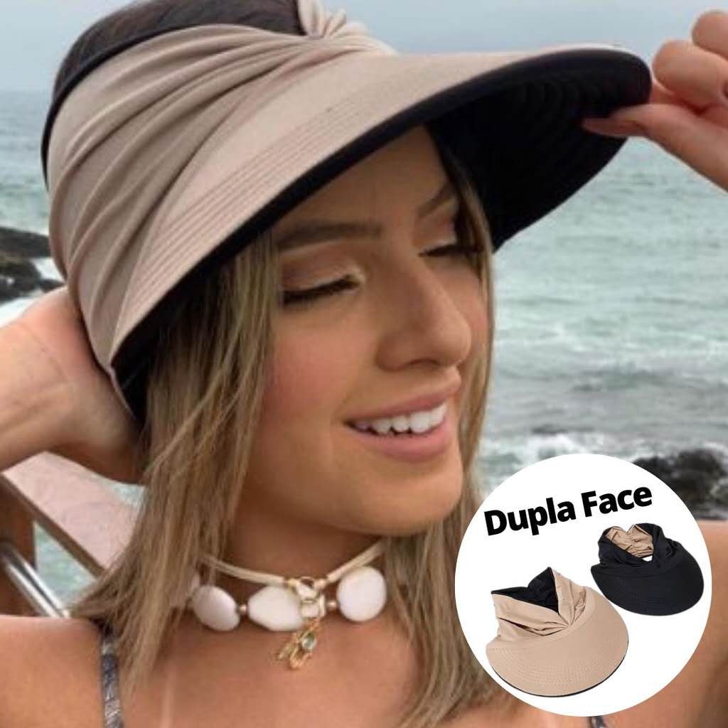 Viseira DUPLA FACE Turbante com Proteção UV Luxo Proteção Solar 50+