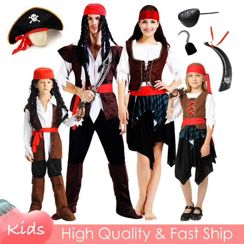 Jack Sparrow Pirata Cosplay Traje Terno Para Crianças Menino Adulto ...