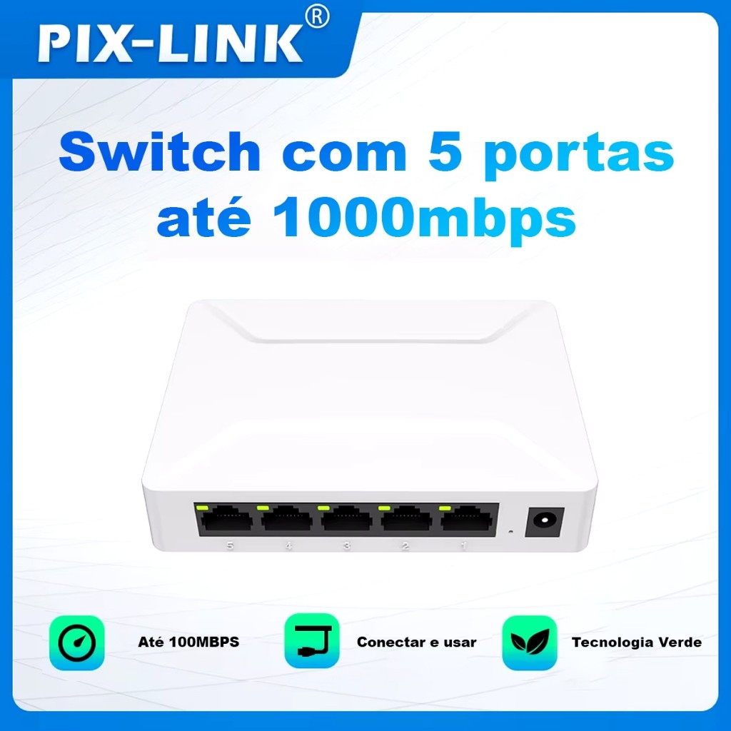 Roteador Switch de Rede 5 Portas Gigabit 10/100/1000mbps LAN RJ-45 Com ...
