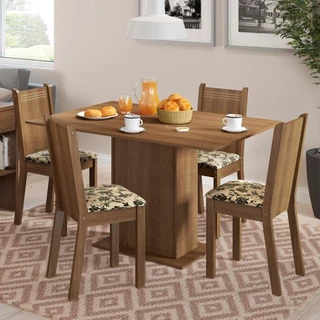 Conjunto Sala de Jantar Lexy Madesa Mesa Tampo de Madeira com 4 Cadeiras em Oferta na Shopee