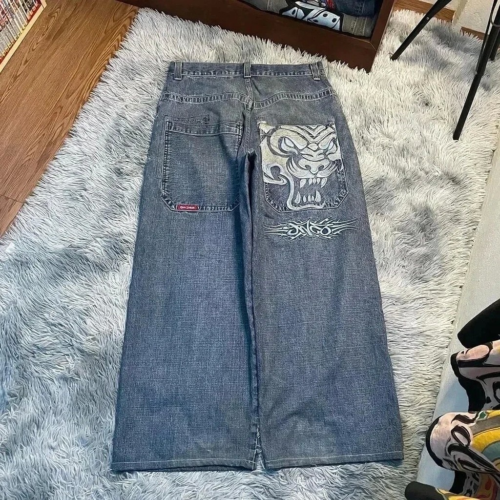 JNCO Y2K jeans soltos padrão masculino Hip Hop Street