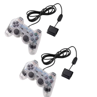 Kit 2 Controles Ps2 Joystick Com Fio Ergonômico Plug And Play Cristal SJ803TM