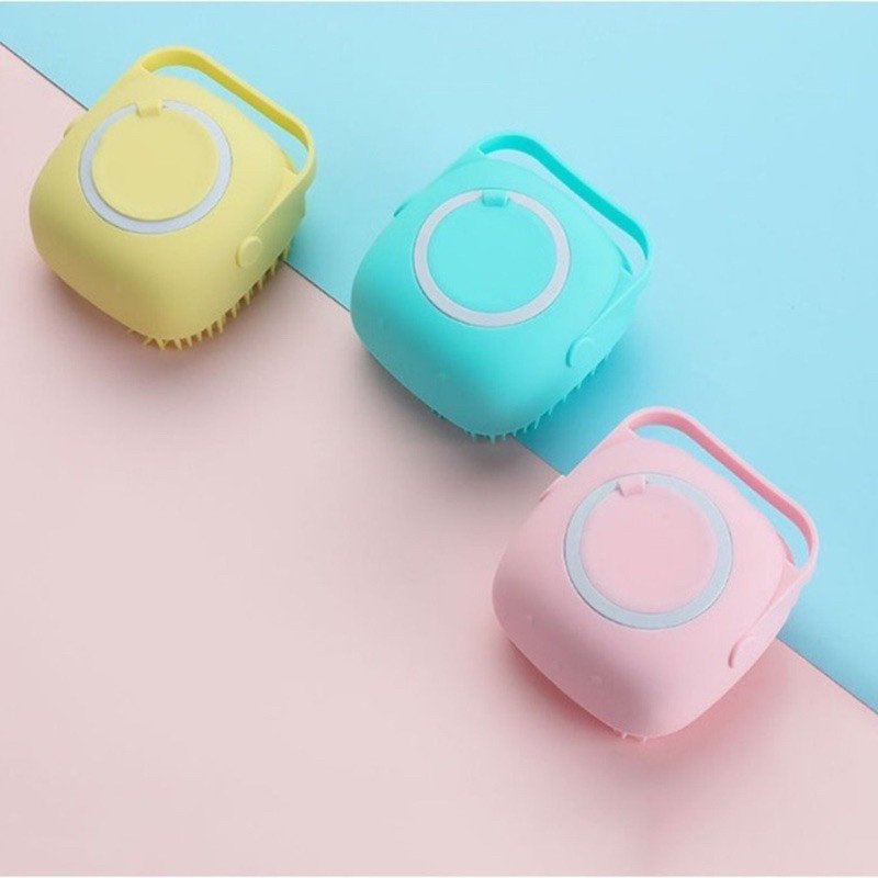 Esponja De Silicone Para Banho Com Dispenser Shampoo Sabonete Escova Crianças Adultos e Pets—ch