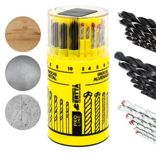 Jogo Kit De Brocas 18 Peças Aço Para Madeira Metal Concreto