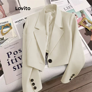 Lovito Blazer Frontal Casual Com Botão Liso Para Mulheres LNL48196