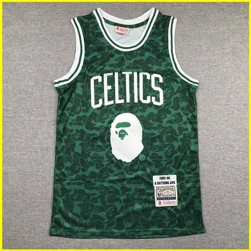 COOL NBA Jersey Boston Celtics vs BAPE93 Versão comemorativa do colete esportivo clássico com camisa verde