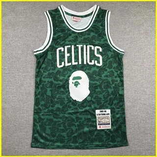 COOL NBA Jersey Boston Celtics vs BAPE93 Versão comemorativa do colete esportivo clássico com camisa verde
