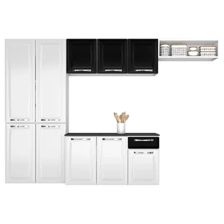 Cozinha Completa Itatiaia Amanda 2023 | 1 Gaveta, 10 Portas, Branco/Preto