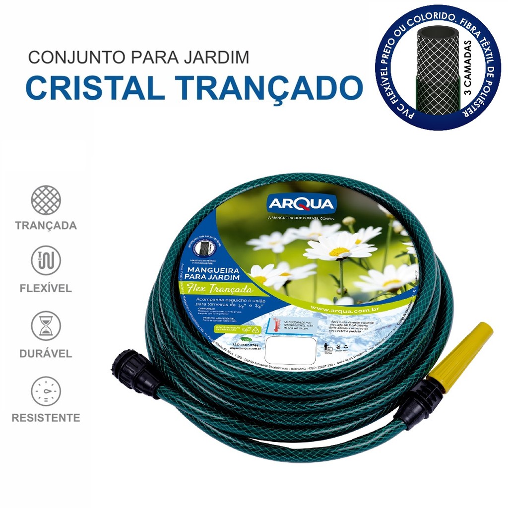 Mangueira de Jardim Flex Verde 10m em PVC com 3 Camadas Resistentes ...