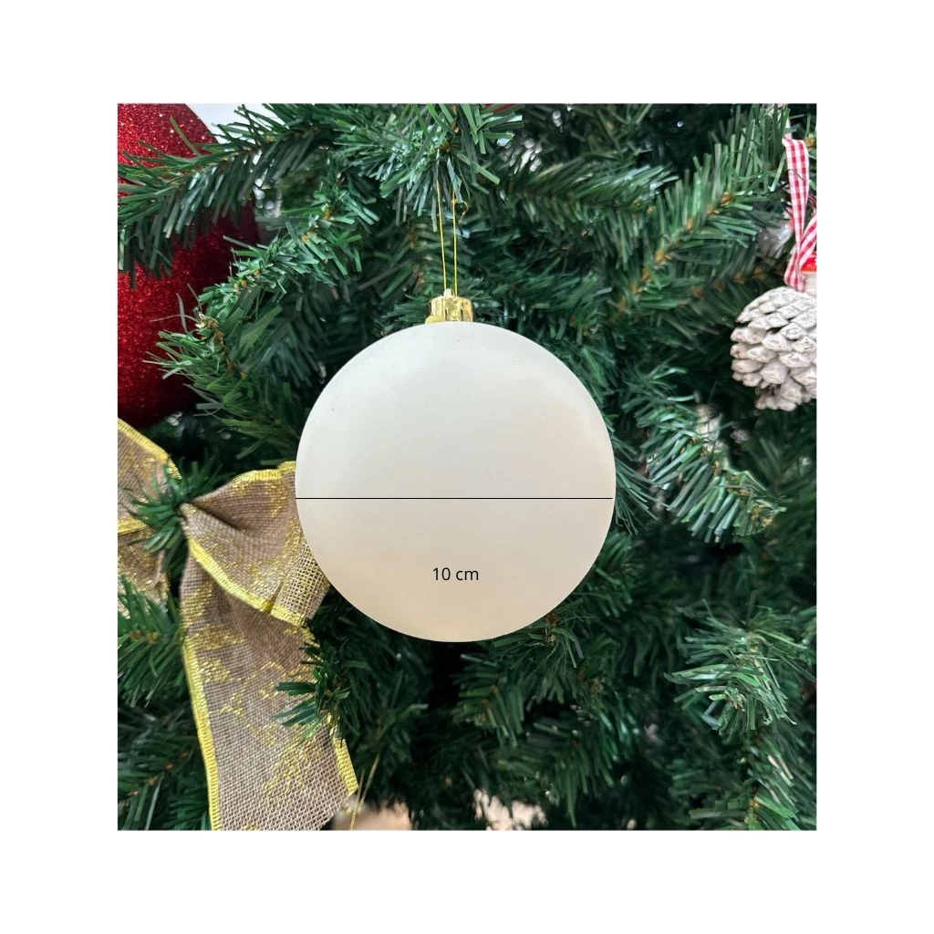 Kit Bola de Natal 10 cm - Branco Fosco - 6 pecas