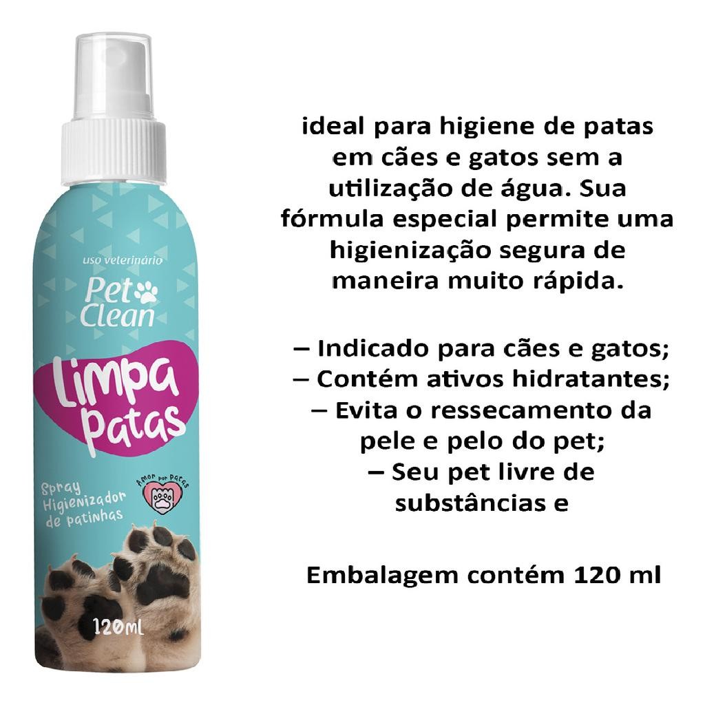Limpador De Patinhas Limpa Patas Cães Gatos Pet Clean 120ml