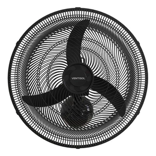 Ventilador De Parede Oscilante Preto 50cm New Plástico 130w 3 Pás 1300rpm Ventisol 127V Ou 220V