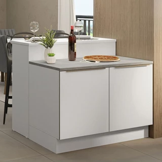 Ilha de Cozinha com Bancada e Balcão 120 cm Lux Madesa em Oferta na Shopee