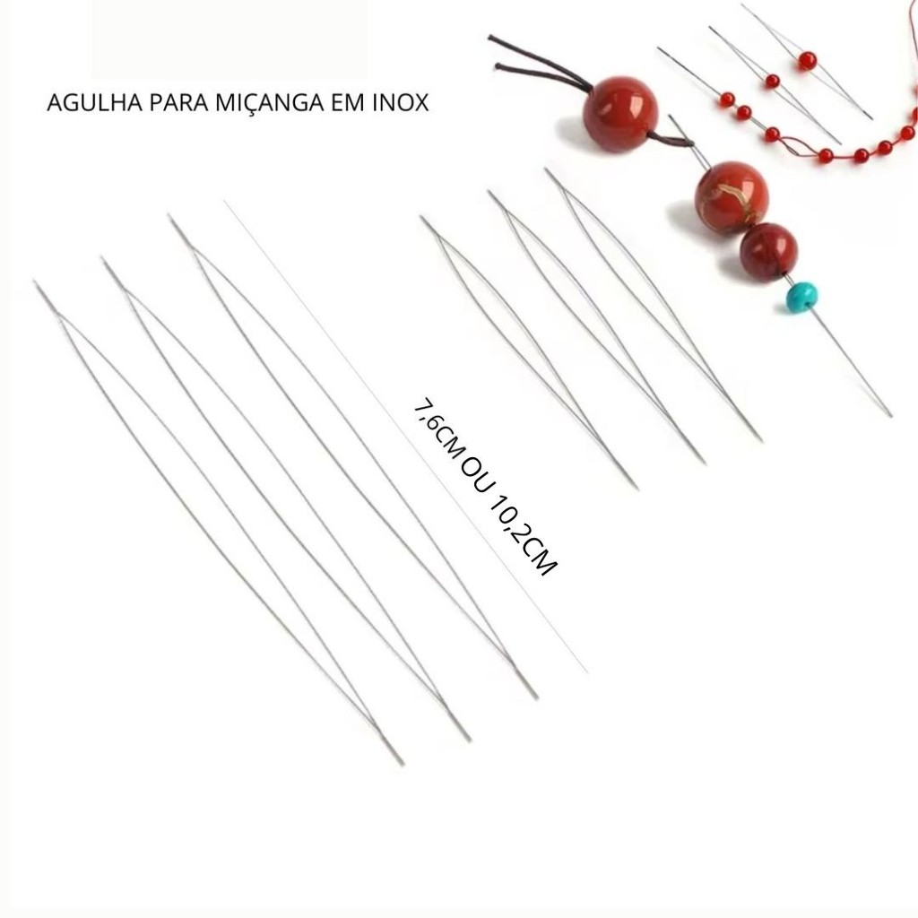 Agulha Para Miçanga Big Eye Beading Needle 6 Peças