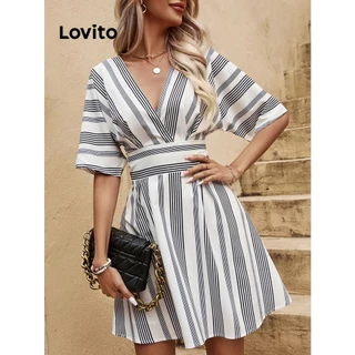 Lovito Vestido listrado casual para mulheres LNL70166