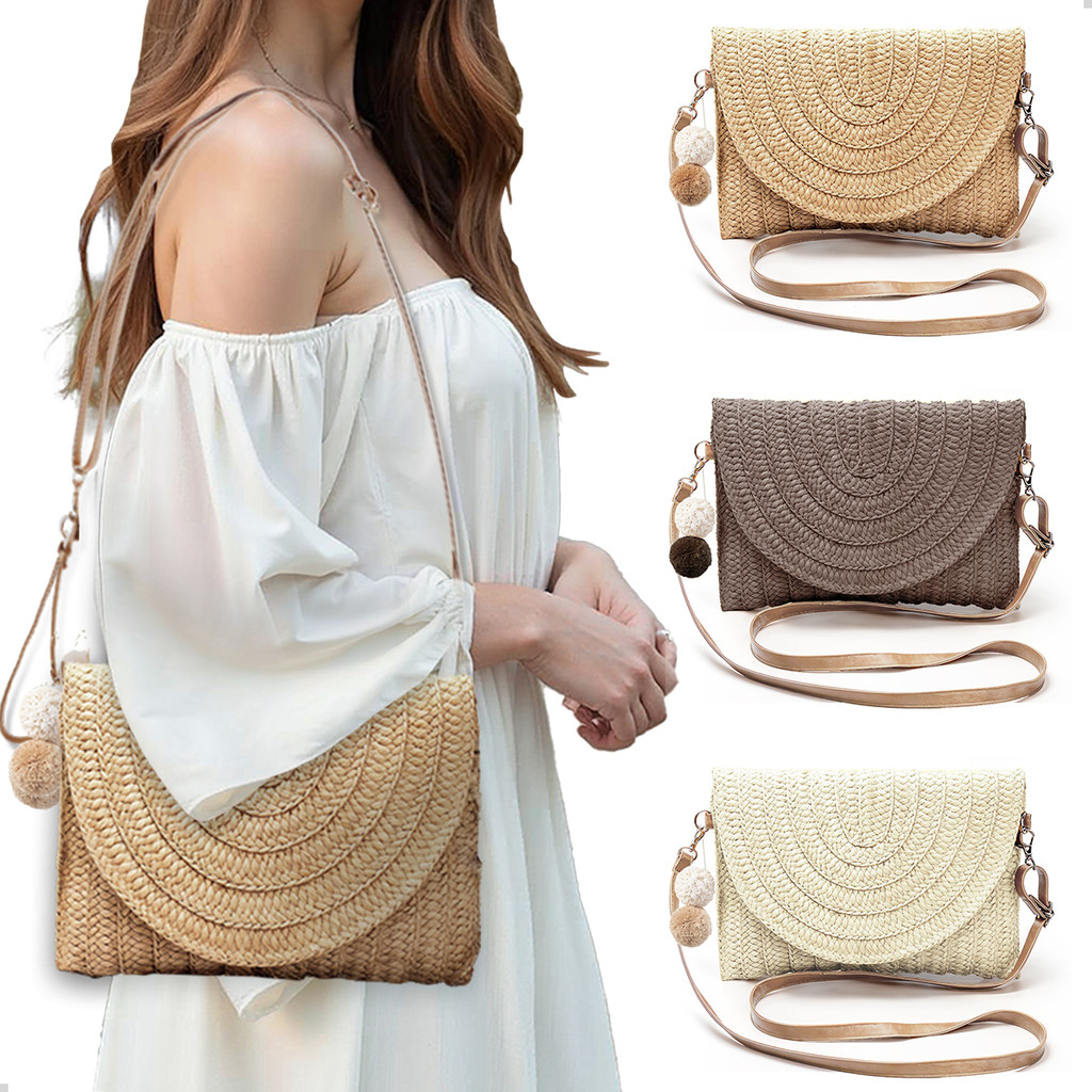 Bolsa De Palha Feminina Alça Transversal Pequena Verão Praia | Shopee ...