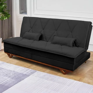 Sofá Cama Estoril 1,90m Preto Suede Velut - King House