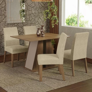 Conjunto Sala de Jantar Mesa Tampo de Madeira 4 Cadeiras Agnes Madesa em Oferta na Shopee