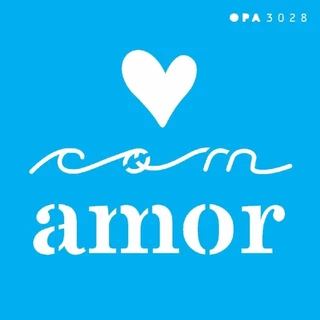 Stencil Opa 10 x 10 cm - Frase Com Amor - 3028 em Oferta na Shopee