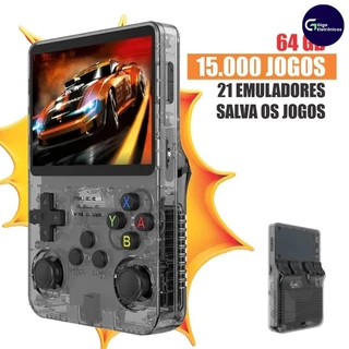 Console portátil R36S a pronta entrega tela IPS 3.5 polegadas 64g Linux + de 15000 jogos vídeo game