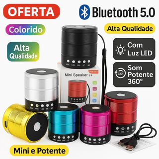 Kit 5 Mini Caixa de Som Bluetooth WS-887, Portátil, USB, Rádio FM, MP3, P2, SD Card