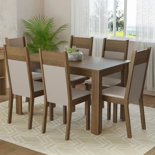 Conjunto Sala de Jantar Bahamas Madesa Mesa Tampo de Madeira 6 Cadeiras em Oferta na Shopee