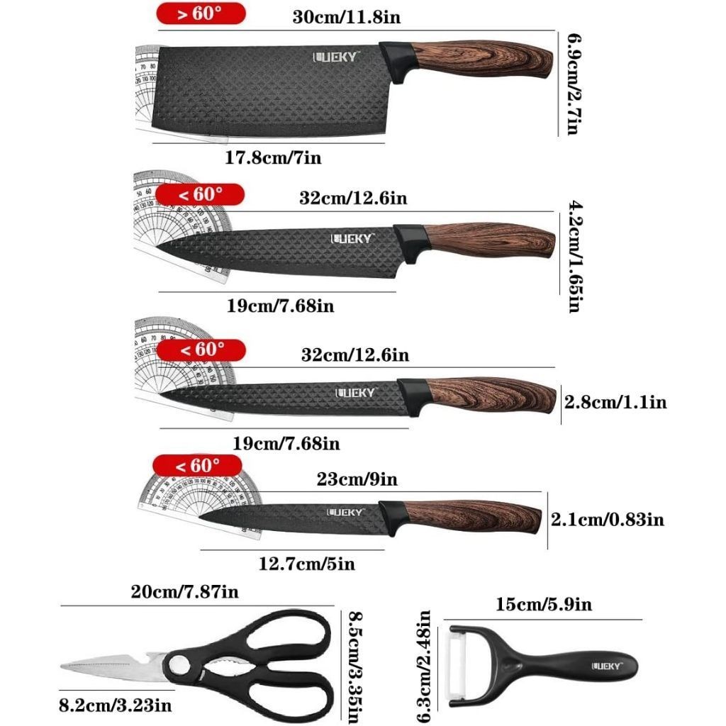 Imagem do produto Conjuto de Faca Inox 6 Peças Com Cabo Reforçado Aço Carbono Tesoura Cutelo Descascador Carne Legumes 2