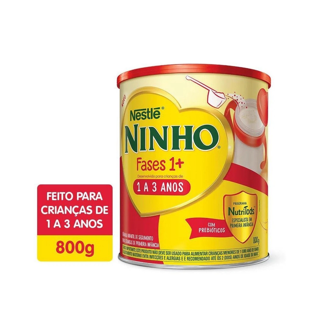 Fórmula Infantil Ninho Fases 1+ Nestlé 1 a 3 anos 800G | Shopee Brasil
