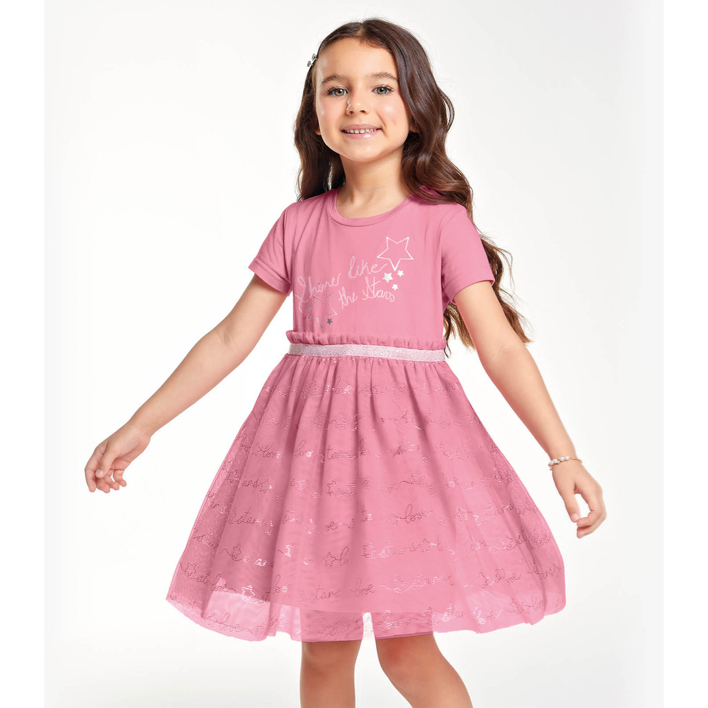 VESTIDO Infantil Menina Trick Nick lettering love stars com saia em ...