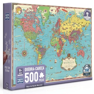 QUEBRA CABEÇA MAPA DO MUNDO MERCATOR 500 PEÇAS TOYSTER MAP OF THE WORLD GEOGRAFIA PUZZLE MUNDI PAÍS