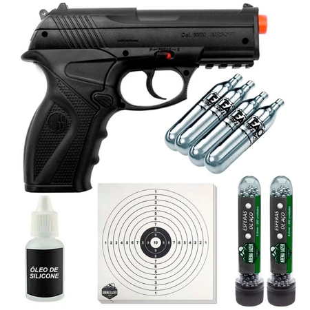 Pistola Semi Automatica Rossi R11 C11 6mm Esfera Aço Co2 + Kit Arena Lazer