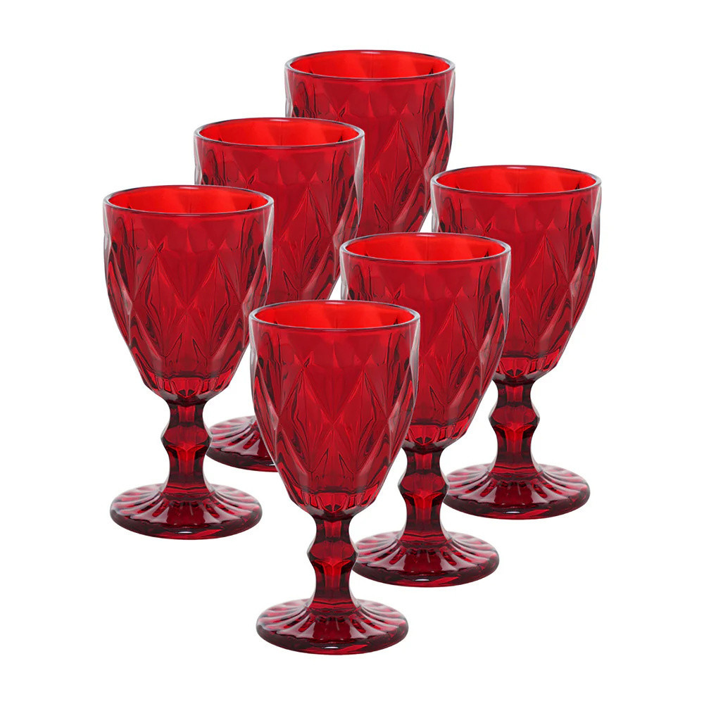 Conjunto de 6 taças de vinho de vidro de cor vermelha de 340 ml Natal ...