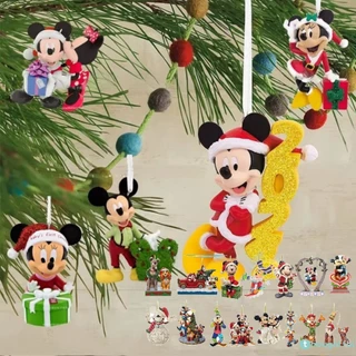 Decoração De árvore De Natal Pensativa Disney 2d Mickey Minnie Mouse Enfeite Pendurado Decoração De Festa De Natal