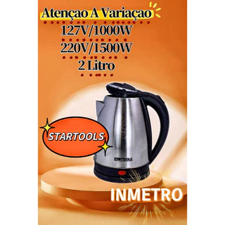 Chaleira Jarra Elétrica 2 Litros 22x15Cm 127V 1000WOu 220V 1500W De Aço Inox Desligamento Automático em Oferta na Shopee