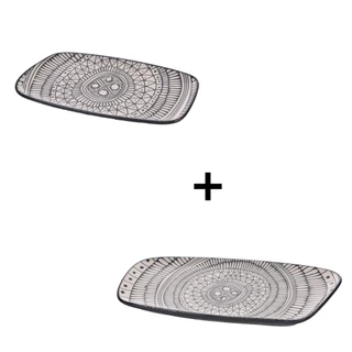 Kit Travessas Boho 20x1.5x9.5CM + Travessas Boho 29x1.5x14Cm Cerâmica em Oferta na Shopee