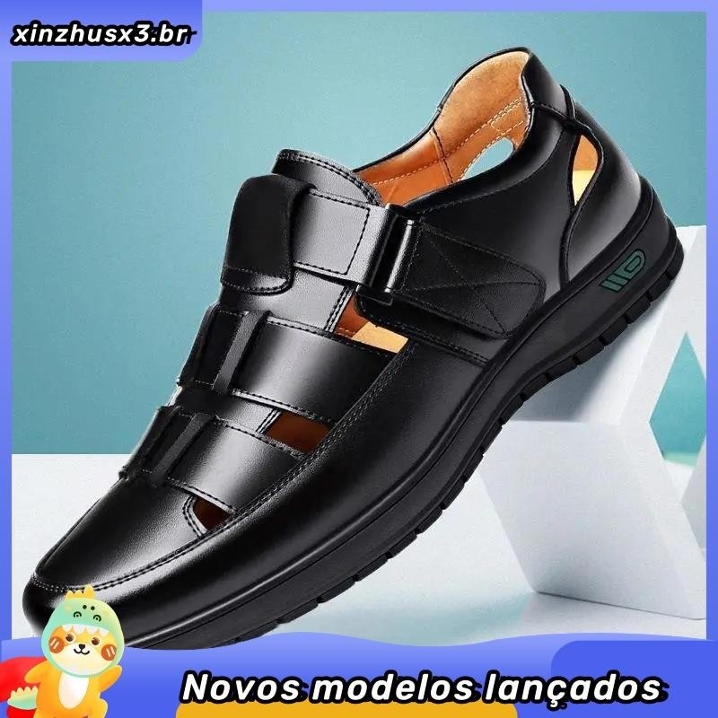 Sapatos De Couro Verão Sapatos De Couro Sapatos De Couro Ocos Sandálias Casuais Homens Respirável Buraco Sandálias De Co