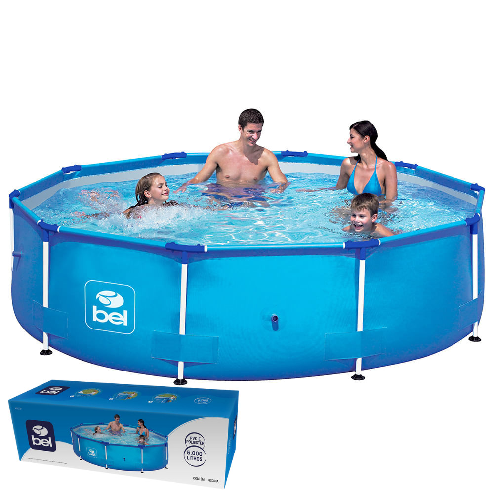 Piscina 5000 Litros Bel Adulto redonda Grande Estruturada Black Friday ...