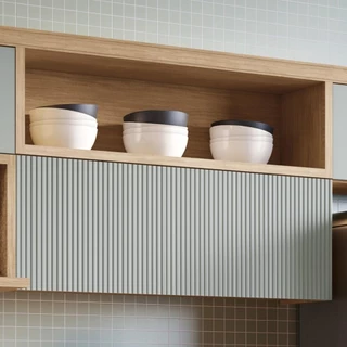 Armário Aéreo Marquesa Ripado Nesher MDF com 1 Porta Basculante e 1 Nicho Nature Verde em Oferta na Shopee