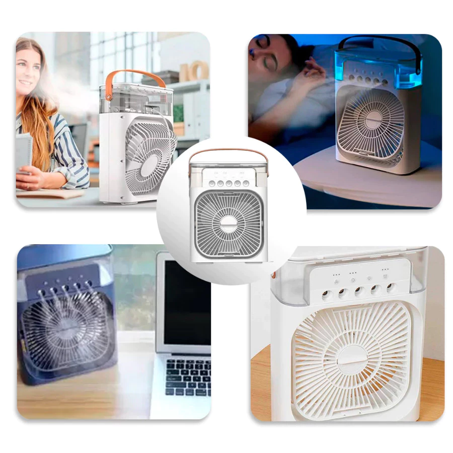 Mini Ar Condicionado Climatizador Umidificador Ventilador Portátil USB Led Quarto Sala Escritório Mesa Reservatório 600m — foto 3 de 3