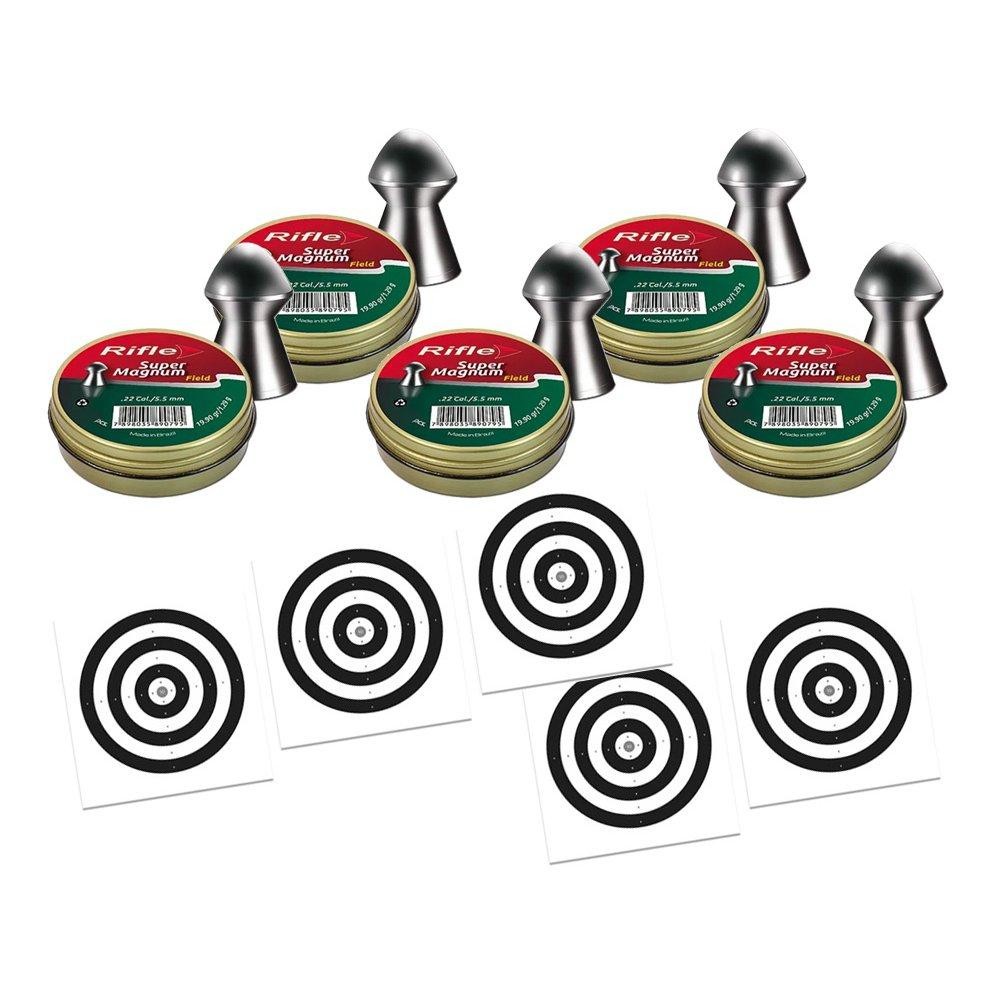 Kit 5 Chumbo Rifle Super Magnum Field 5,5 -125 Un + 50 Alvos | Shopee ...
