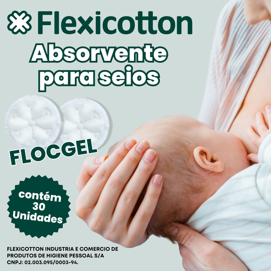 Absorvente para Seios Flexicotton 30, 60 e 90 Unidades Amamentação Maternidade Enxoval