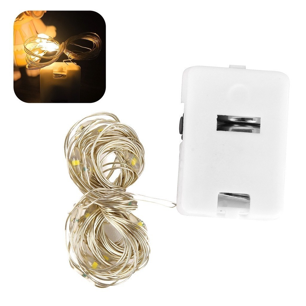 Kit com 10 Fios de Fada 2 Metros Led Para Decoração Festa Arte Presente Ambiente Decorado Charme Baterias