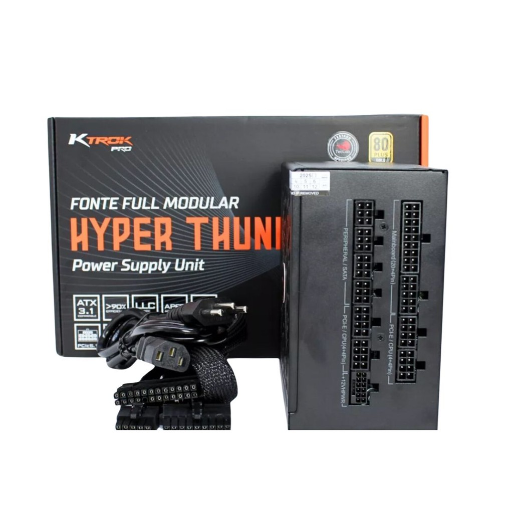 Fonte Gamer Ktrok Hyper Thunder 850W Full Modular Gold Atx 3.1 | Shopee ...