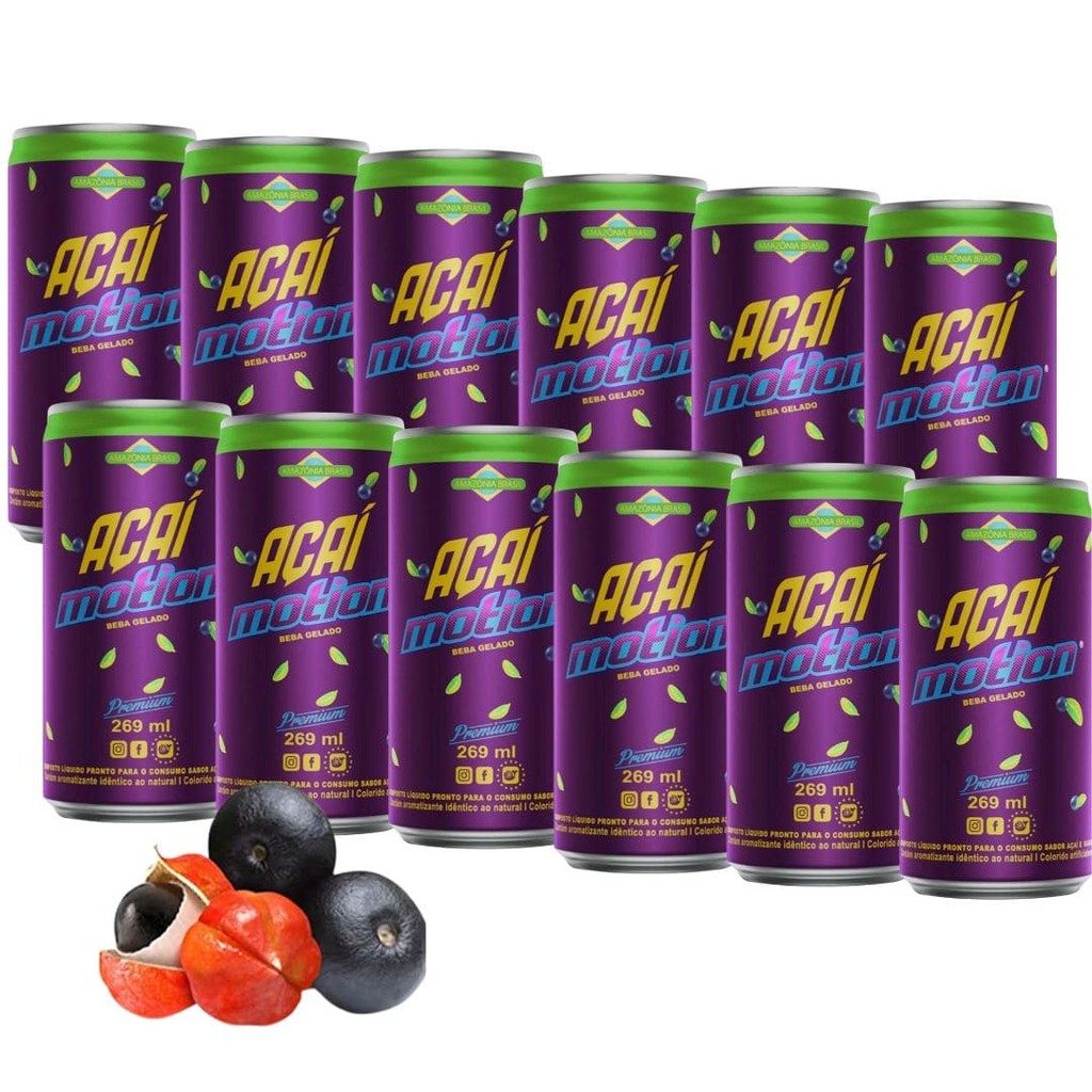 Kit 12un Energético Açaí Motion Açaí e Guaraná Lata 269ml Extratos ...