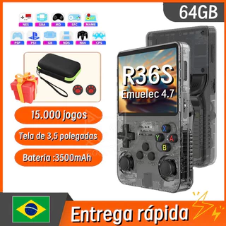 game console r36s,Emuelec 4.7,64GB,15000 jogos，vídeo game portátil,r36s brasil,Presente de aniversário