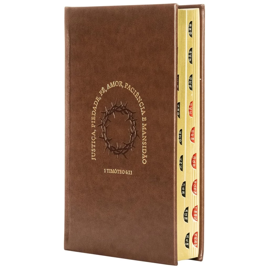 Bíblia Sagrada | NVI | Índice | PJV | Leitura Perfeita | Couro Soft Capa Dura | Marrom | 1Tm:6:11