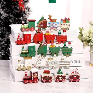 Trem Natalino de Madeira - Decoração Enfeite de Natal - Brinquedo Infantil Pintado Trenzinho MDF