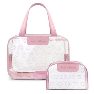 Kit Bolsa e Nécessaire Transparente LOVE